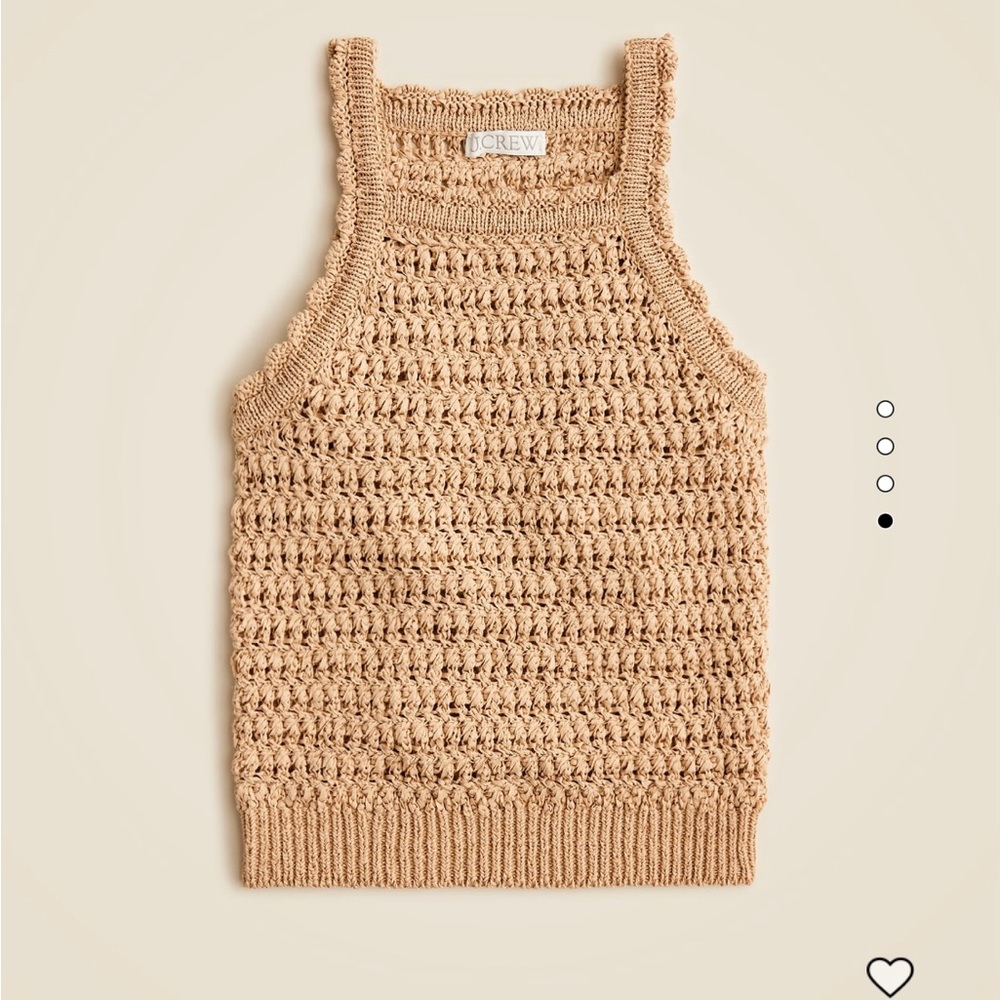 J. Crew Beige Crochet Knit Top large. New.